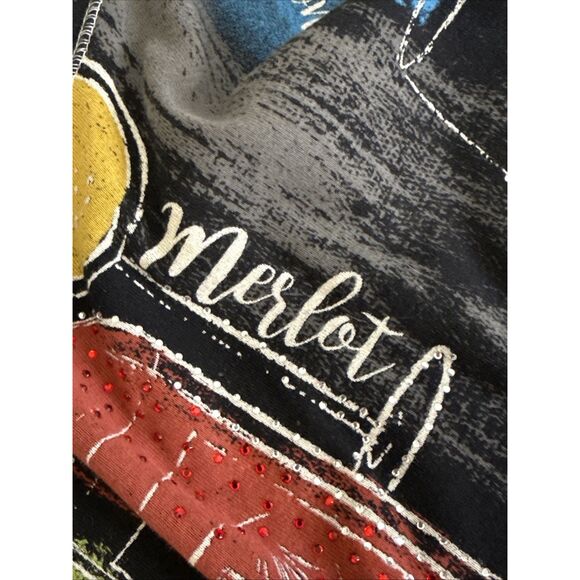 Jess & Jane Top Size  XL Red Wine Medley Sparkle Cotton T Shirt Merlot Cabernat - Picture 12 of 13